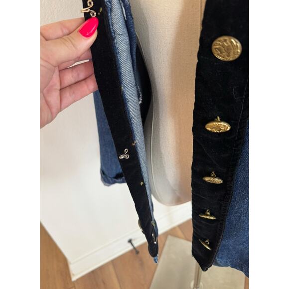 Vintage Military Style 90s Jacket Dark Jean Velvet Stefano Int. Size MED Womens - Picture 6 of 16